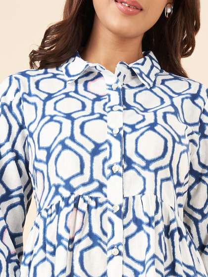 AKKRITI BY PANTALOONS Cotton Geometric Printed Shi