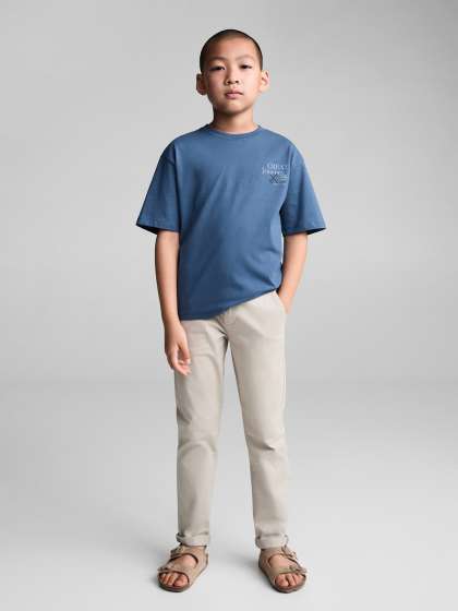 Alan Jones Boys Typography Printed Round Neck Drop