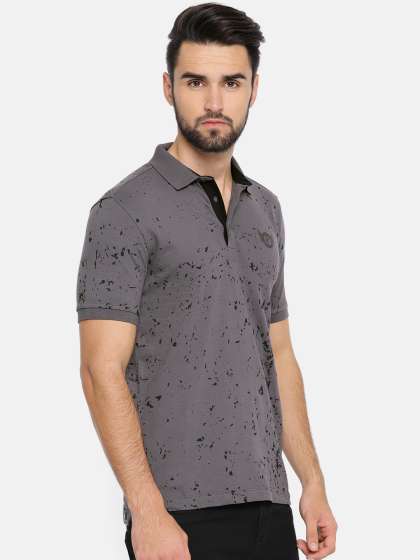 Being Human Clothing Men Grey Printed Polo Collar