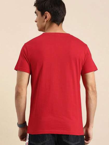 Bewakoof Men Red Typography Printed Pure Cotton Ts
