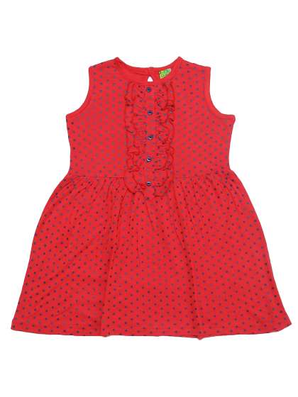 Clothe Funn Girls Polka Dot Printed Ruffled Fit F