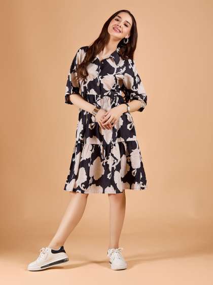 DressBerry Women Printed Fit Flare Dress