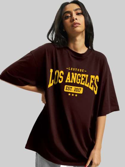 Leotude Women Typography Printed Round Neck Cotton