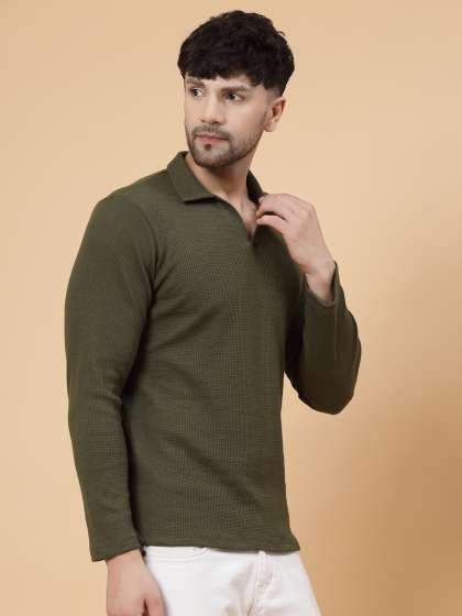 Rigo Polo Collar Waffle Knit Cotton Tshirt