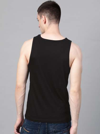 Roadster Men Black Greeb Printed Sleeveless Round