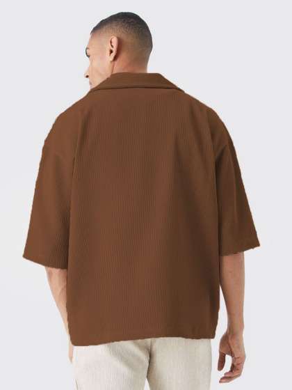 TRAQUILA HIPHOP Ribbed Polo Collar Relaxed Fit Tsh
