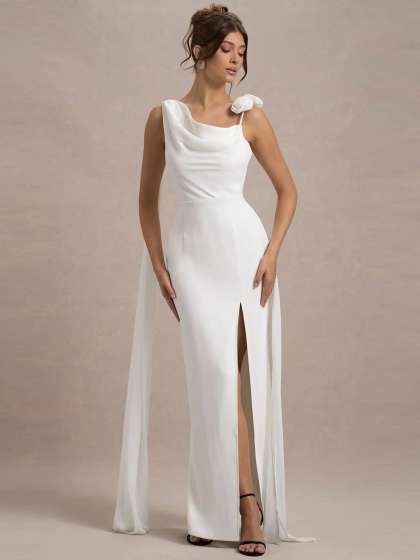 TRAQUILA Women Cowl Neck Applique Backless Georget