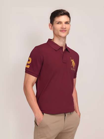 US Polo Assn Men Brand Logo Polo Collar Slim Fit P
