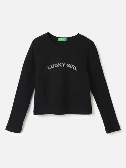 United Colors of Benetton Girls Typography Appliqu