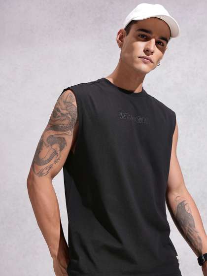 WROGN Pure Cotton Brand Logo Printed Oversized Tsh