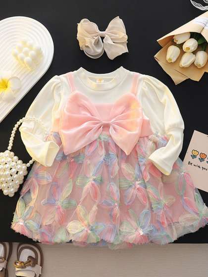 YK Girls Floral Printed Fit  Flare Dress