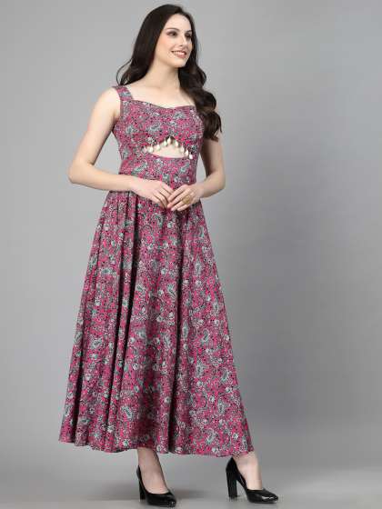 aayu Floral Print Crepe Maxi Dress